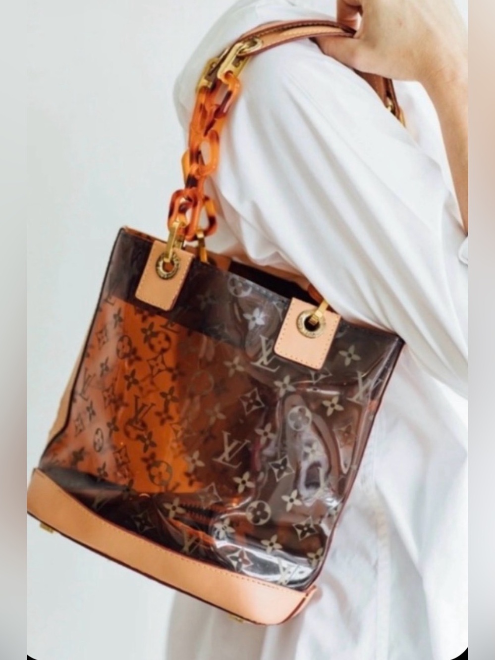 👑✅PRICE FIRM✅ Fashion Logo Clear PVC Shoulder Bag. Used - Picture 16 of 17